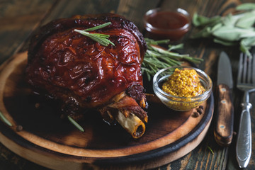 Turkey knuckle baked with herbs