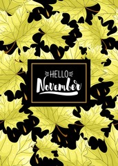 Autumn calligraphy card. Hand drawn style.