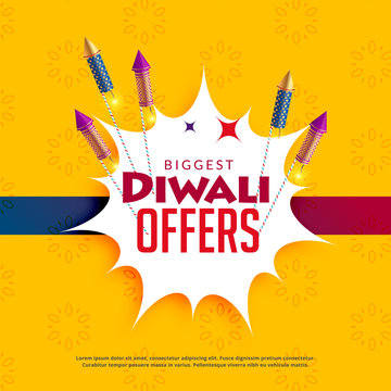 diwali sale yellow background with crackers