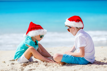 Kids at beach on Christmas