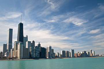 Windy City Skyline.  A view of the Chicago Skyline across Lake Michigan from Jane Adams Memorial Park.