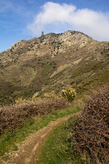 The Albères massif and the Madeloc tower, in French catalonia