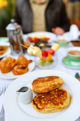 Breakfast with pancakes