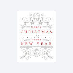 Fototapeta na wymiar Christmas and New Year Greeting Card Design Template