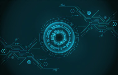 Abstract circle technology concept. Circuit board, high computer color background.