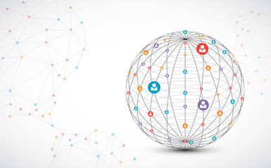 Abstract technology sphere background. Global network concept.