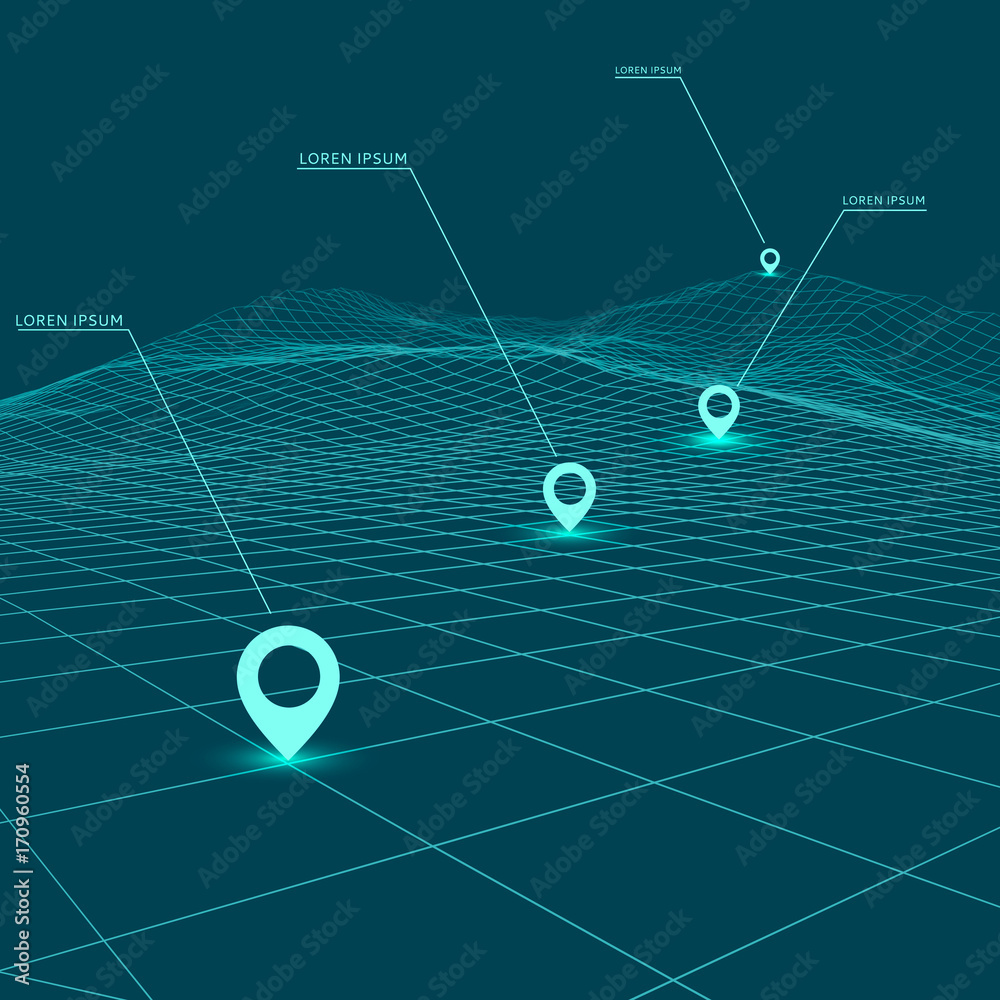 Wall mural data visualization background . futuristic design hud element . navigation way. geoposition with lor