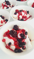 bavarese dessert with yogurt cream and berries