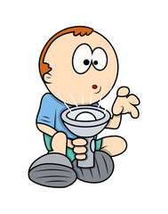 Terrified Boy Holding Torch Vector - handmade clip-art vector