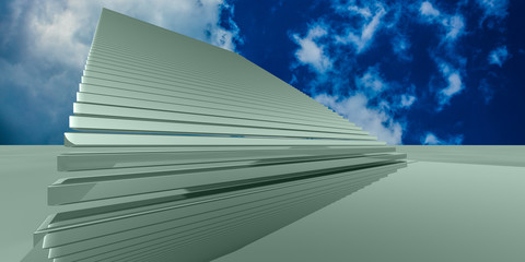 silver staircase 3d rendering