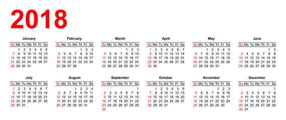 USA calendar grid in vector