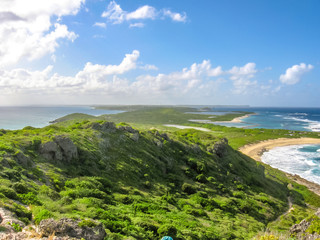Spectacular panoramic view from Castle Point on Colibris Point, situated on extreme east of the mainland 11 km from Saint-Francois in Guadeloupe, Grande Terre, Caribbean.