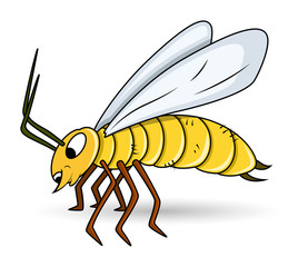 Yellow Bee - handmade clip-art vector