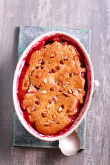 Apple and plum cobbler with almond