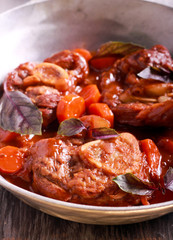 Osso buco (braised veal shank) with vegetables