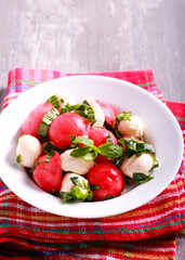 Watermelon, mozzarella and basil salad