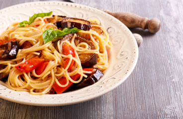 Vegetable (aubergine, courgette, pepper)  pasta