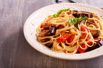 Vegetable (aubergine, courgette, pepper)  pasta