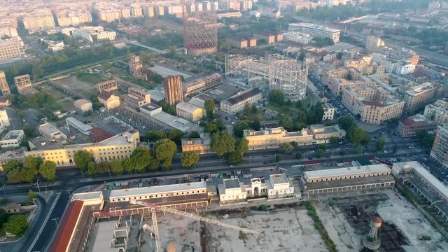 Vista aerea zona ex mercati generali di Roma in zona Garbatella Ostiense