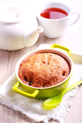 Homemade small cake in a tin