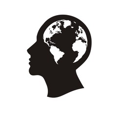 human profile and map