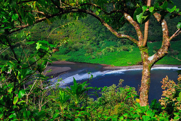 Fototapeta premium Hawaii Maui Hana coast black sand beach