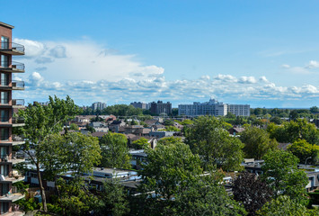 Fototapeta na wymiar Modern condo buildings in Cote Saint-Luc, Canada