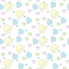 Vector seamless pattern with cat footprints. Can be used for wallpaper, web page background, surface textures.