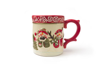 Festive Christmas mug on pure white background