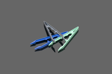 Medical nursing set contains of tweezers, gauze pieces.