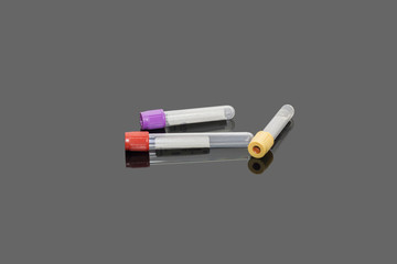 Medical nursing set contains of tweezers, gauze pieces andblood test tubes