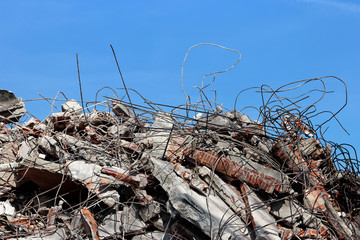 Rubble building demolition site