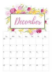 Vintage floral calendar 2018