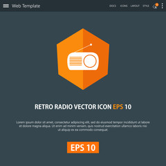 Retro radio icon design on modern flat backgro