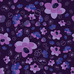 Trendy flower sakura background seamless pattern