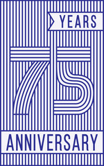 Obraz premium 75 years anniversary logo. Vector and illustration. Line art anniversary design template. 