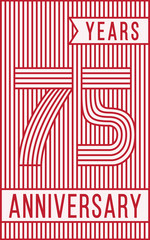 75 years anniversary logo. Vector and illustration. Line art anniversary design template.
