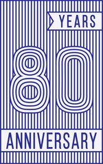 80 years anniversary logo. Vector and illustration. Line art anniversary design template.