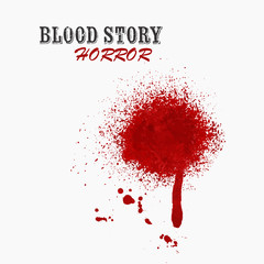 Real blood splash ink spot vector illustration. Blood story. Horror. Natural blood watercolor.