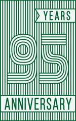 95 years anniversary logo. Vector and illustration. Line art anniversary design template.