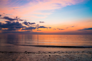 Fototapeta na wymiar Sunset on the beach in Hunstanton, Norfolk UK