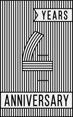 4 years anniversary logo. Vector and illustration. Line art anniversary design template.