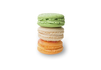 fresh macaroons isolated on white background(clipping path)