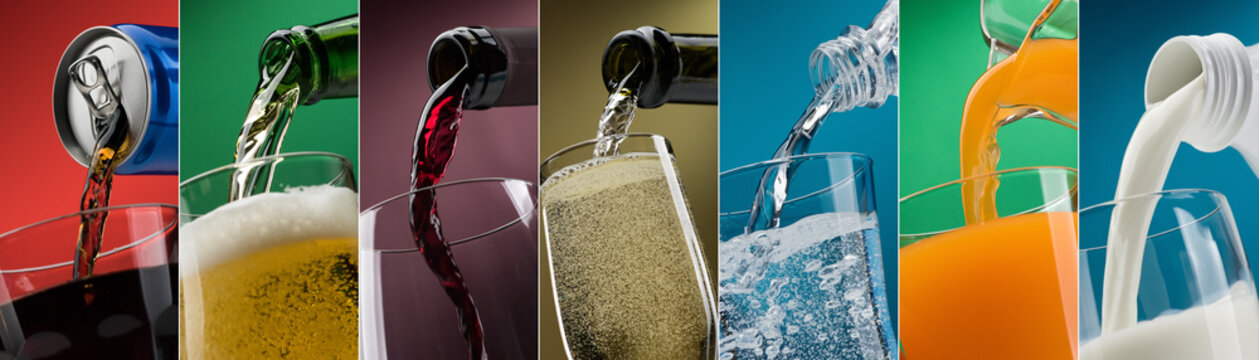 Pouring drinks into glasses photo collection