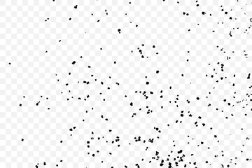 Grunge black and transparent dirty texture template. Messy dust overlay distress background. Abstract dotted effect of noise, grain, sand, old scratch stock visual. Vector.