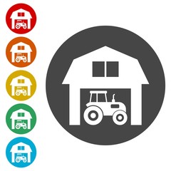 Barn & farm building icons set 