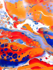 Abstract acrylic flat painting with cell