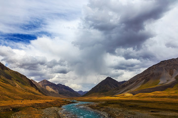 Fototapeta na wymiar Mountain landscapes. Burkan River Valley. Kyrgyzstan