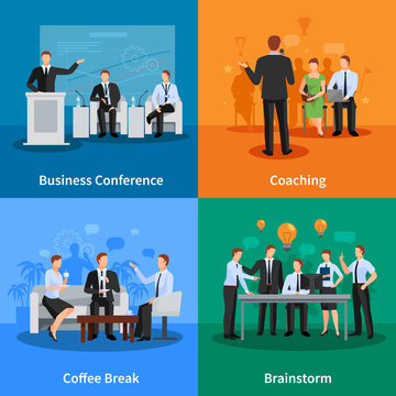 Business Meeting Concept Icons Set 