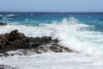 Waves of the Ocean crashing against the rocks